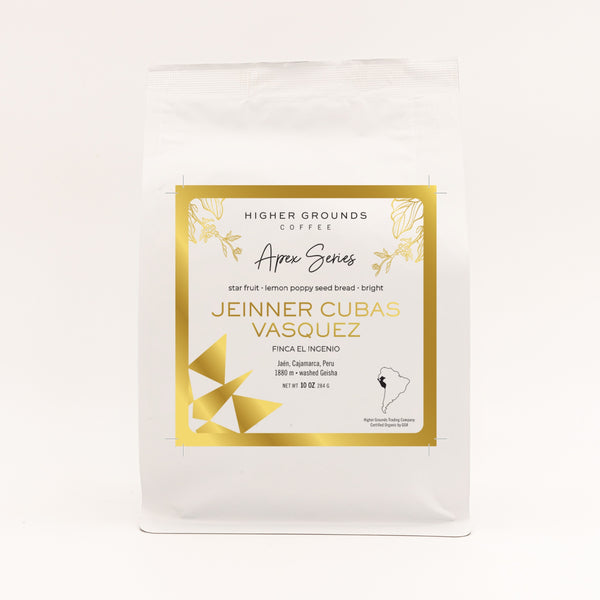 bag of organic roasted Peruvian coffee beans from higher grounds trading company