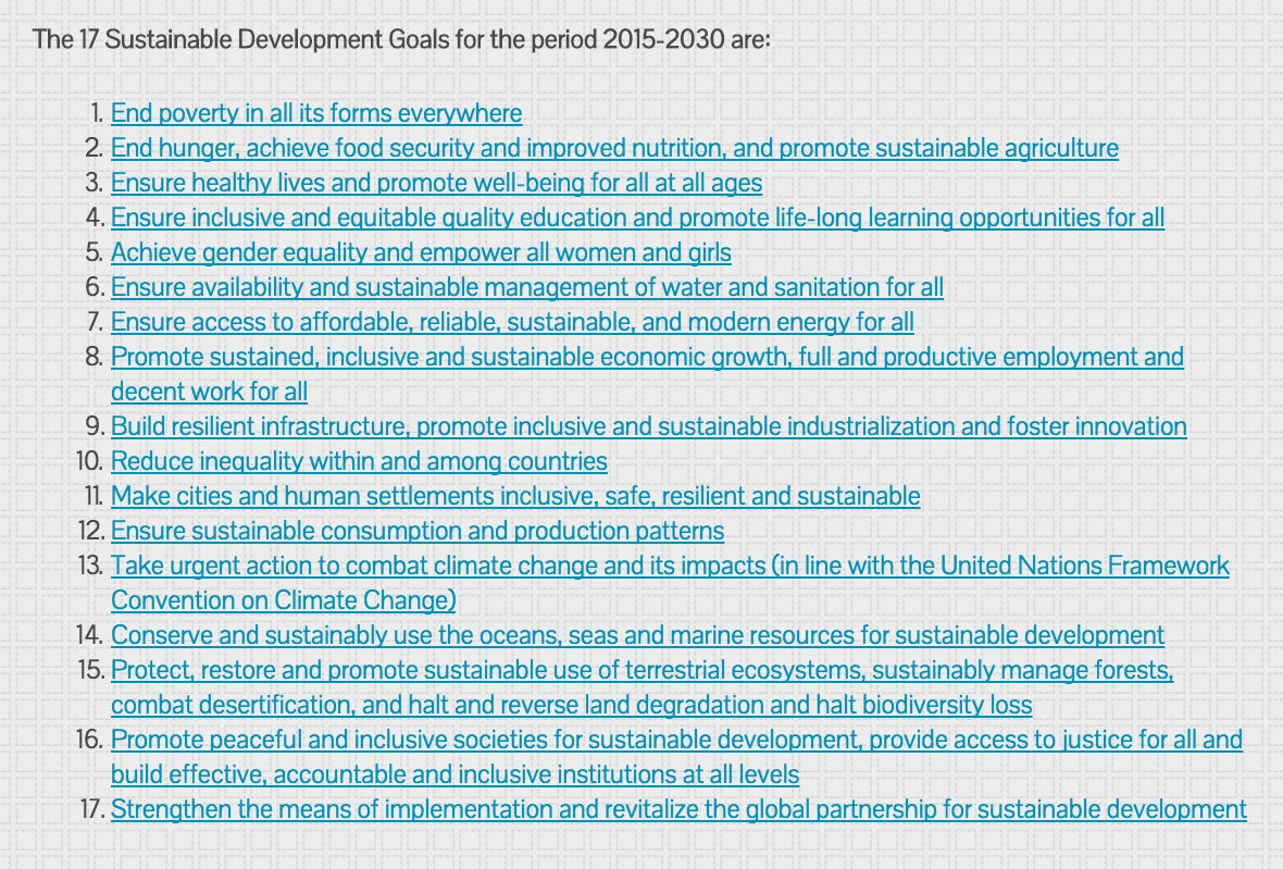 The 17 UNG Global Sustainable Development Goals 