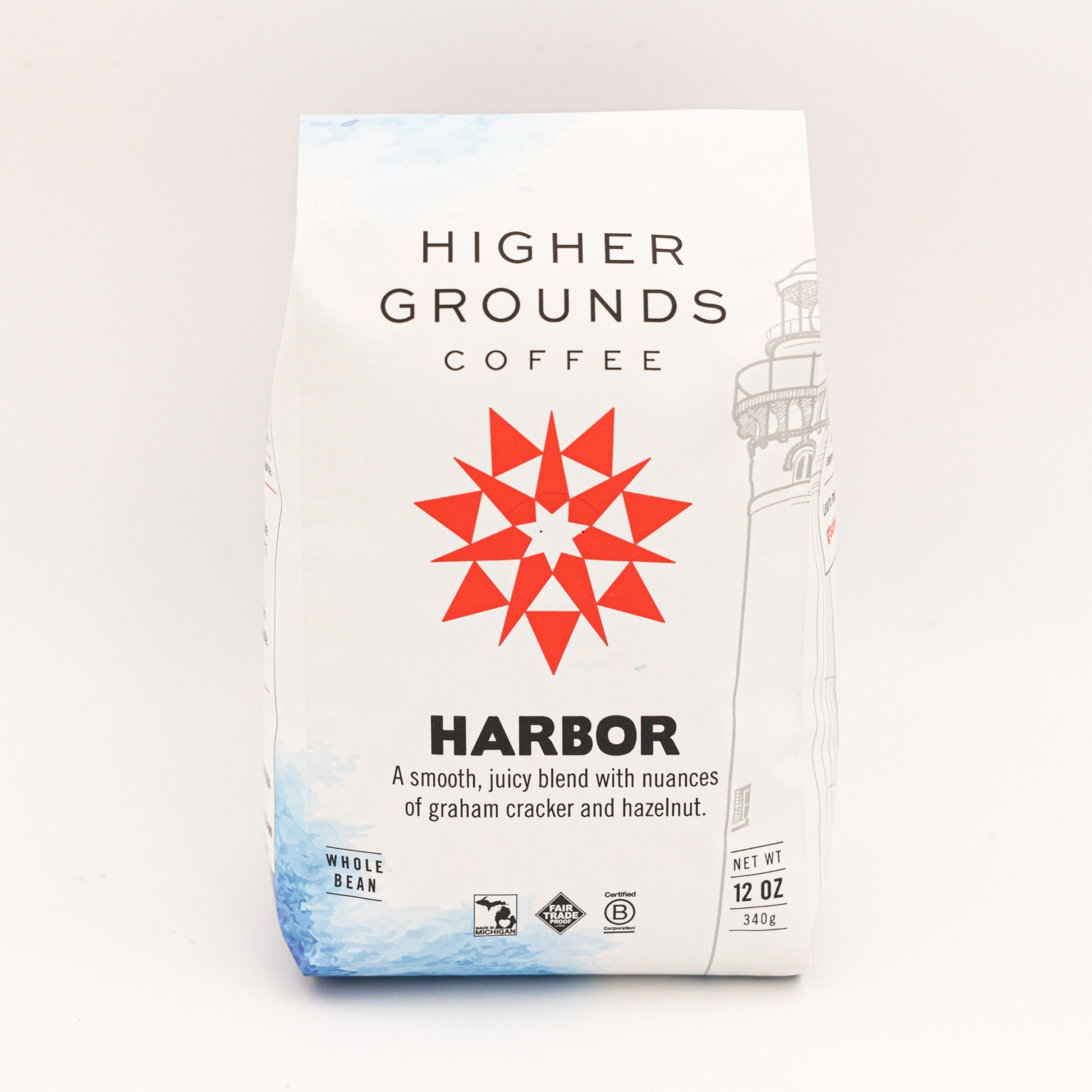 bag of organic Harbor Blend Coffees For Change coffee beans from Higher Grounds Trading Co